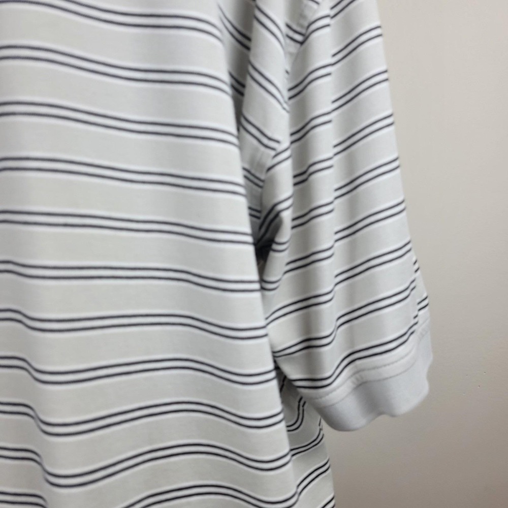 Vintage 90s Hathaway Polo Shirt Mens XXL grey Pima Cotton stripes 3 three button - Picture 10 of 16